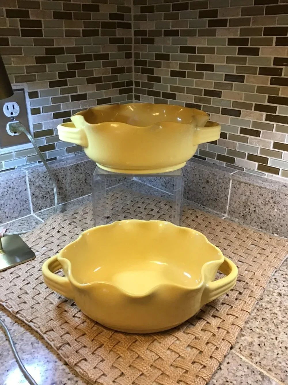 Crate & Barrel Yellow ceramic serving Bowls (2)